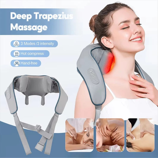 Electric Heated Neck & Shoulder Massager – Multifunctional Back & Body Relief