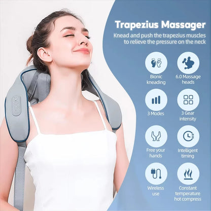 Electric Heated Neck & Shoulder Massager – Multifunctional Back & Body Relief