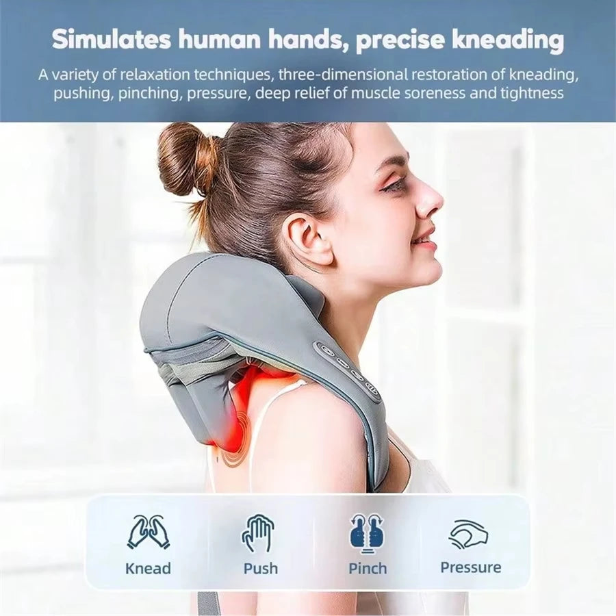 Electric Heated Neck & Shoulder Massager – Multifunctional Back & Body Relief