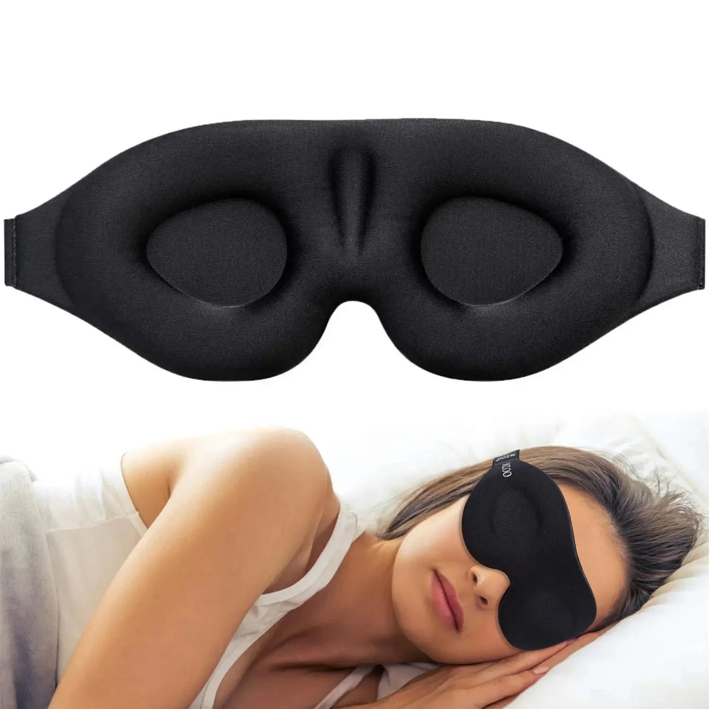 3D Contoured Eye Mask for Sleeping - Light Blocking Sleep Mask for Women & Men | Comfort Fit Night Blindfold